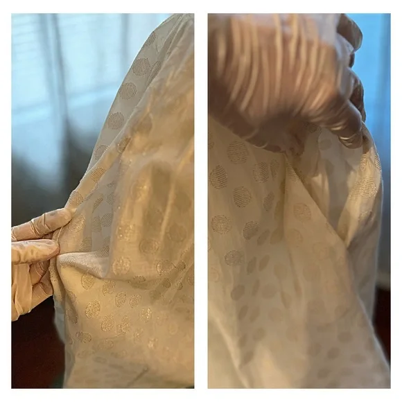 ANTHROPOLOGIE MAEVE In A Twinkling DRESS Off-White, Gold Dots 6 MIDI FULL SKIRT - Picture 10 of 13